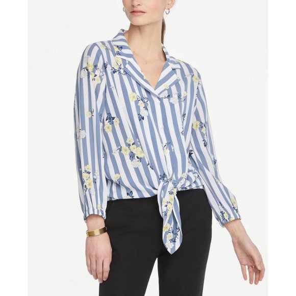 NWT Ann Taylor Factory Button Front Tie Waist top - Picture 1 of 2